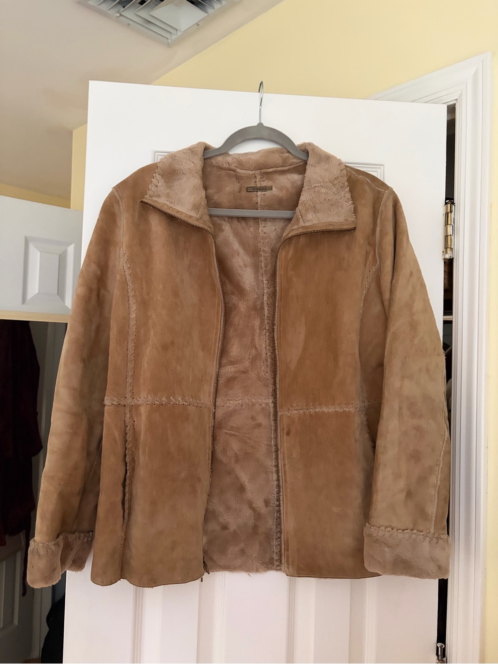 Guess Women's Tan Suede Shearling Jacket